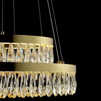 LED závesné svietidlo Celestia, Ø 60 cm, mosadzné, krištáľ