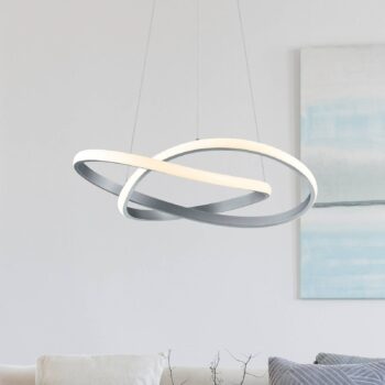 LED závesné svietidlo Course, matný nikel, 3 000 K, Ø 60 cm, kov