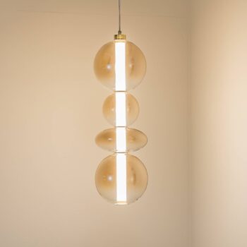 LED závesné svietidlo Daphne, sklo jantárové-transparentné, výška 62 cm