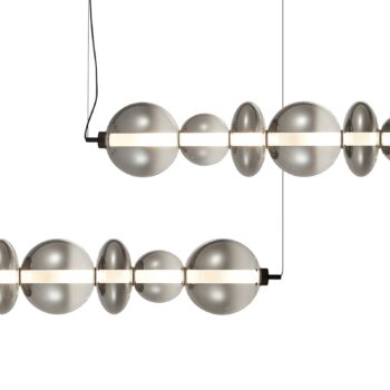LED závesné svietidlo Daphne, sklo šedé-transparentné, dĺžka 118 cm