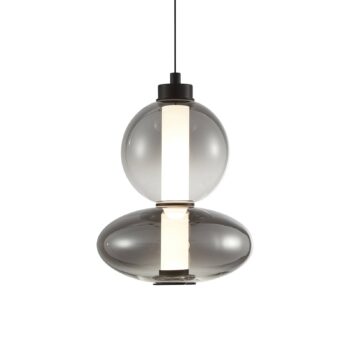 LED závesné svietidlo Daphne, sklo šedé-transparentné, výška 28 cm