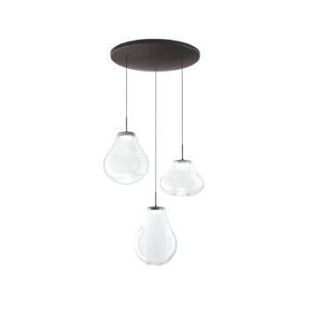 LED závesné svietidlo Deva, 3-pl., Ø 50 cm, číre, CCT, stmievateľné