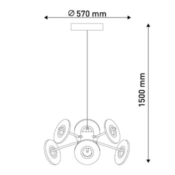 LED závesné svietidlo Discus v čiernej 6-plameňové