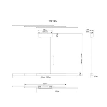 LED závesné svietidlo Ethan, hliníková farba, kov, 150 cm, výsuvné