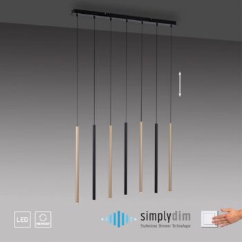 LED závesné svietidlo Flute, stmievateľné, 7-pl.