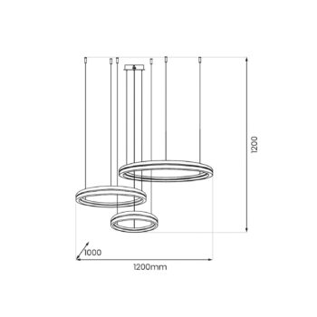 LED závesné svietidlo Gravity, 3-pl., kov, čierne, 4 000 K