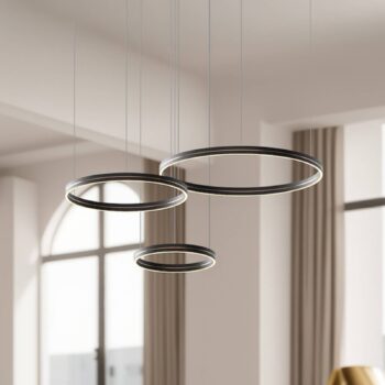 LED závesné svietidlo Gravity, 3-pl., kov, čierne, 4 000 K