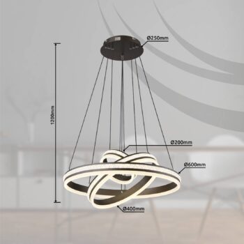 LED závesné svietidlo Grouni, Ø 60 cm, titánová farba, CCT, kov