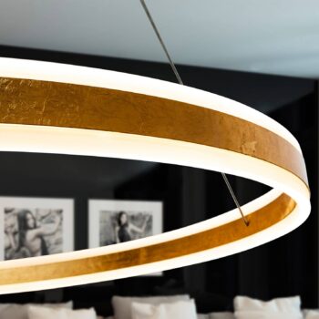 LED závesné svietidlo Helia, zlatá farba, Ø 100 cm, kov