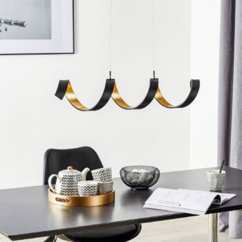 LED závesné svietidlo Helix, čierno–zlatá, 80 cm