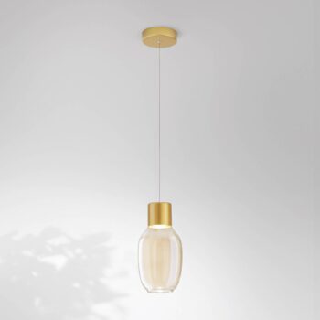 LED závesné svietidlo Lapo, 1 svetlo, koňaková farba, Ø 16 cm, sklo