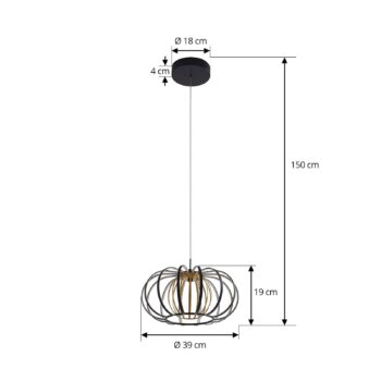 LED závesné svietidlo Lucande Birger, Ø 39 cm, čierna/zlatá