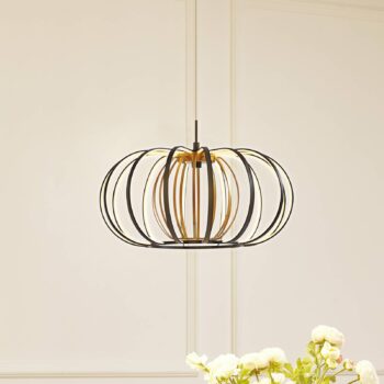LED závesné svietidlo Lucande Birger, Ø 39 cm, čierna/zlatá