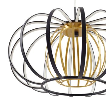 LED závesné svietidlo Lucande Birger, Ø 39 cm, čierna/zlatá