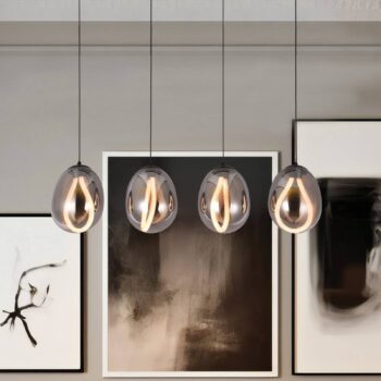 LED závesné svietidlo Melanie, dĺžka 85 cm, dymovo šedá, sklo 4-pl.
