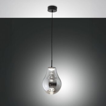 LED závesné svietidlo Noa, sivá, sklo, Ø 25 cm, CCT, stmievateľné