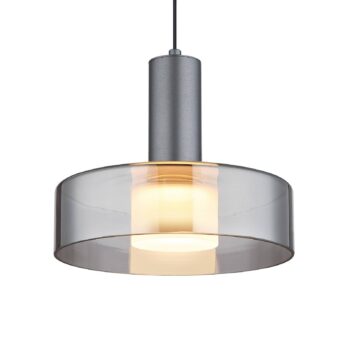 LED závesné svietidlo, Ø 22 cm, dymovo sivá, sklo