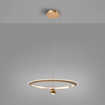 LED závesné svietidlo Orane zlatej farby, výškovo nastaviteľné, Ø 60 cm