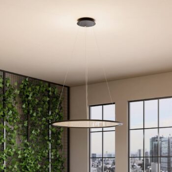 LED závesné svietidlo PANEL, čierne, Ø 63 cm, kov, CCT stmievateľné 50 W