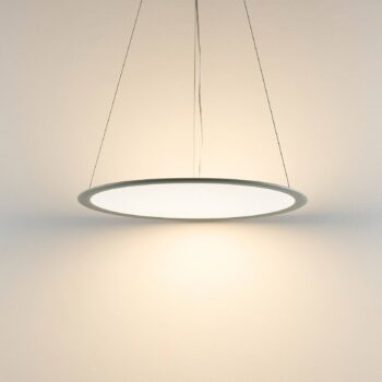 LED závesné svietidlo PANEL, sivé, Ø 63 cm, kov, CCT, stmievateľné, 50 W