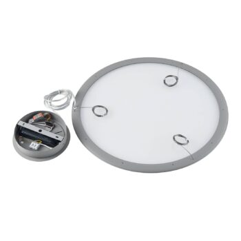 LED závesné svietidlo PANEL, sivé, Ø 63 cm, kov, CCT, stmievateľné, 50 W