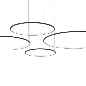 LED závesné svietidlo Saturno, 4-pl., čierne, kov, 4 000 K