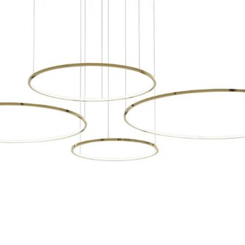 LED závesné svietidlo Saturno, 4-pl., zlatá farba, kov, 4 000 K