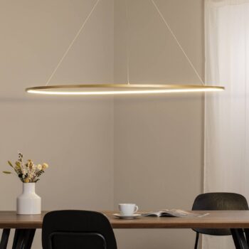 LED závesné svietidlo Saturno, Ø 120 cm, zlatá farba, 1-pl., 4.000 K