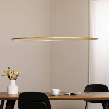 LED závesné svietidlo Saturno, Ø 120 cm, zlatá farba, 1-pl., 4.000 K