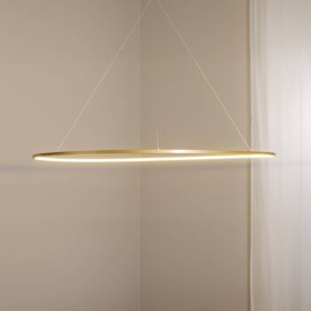 LED závesné svietidlo Saturno, Ø 120 cm, zlatá farba, 1-pl., 4.000 K