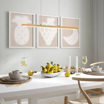 LED závesné svietidlo Shine-Wood, dĺžka 105 cm, dub/čierna CCT