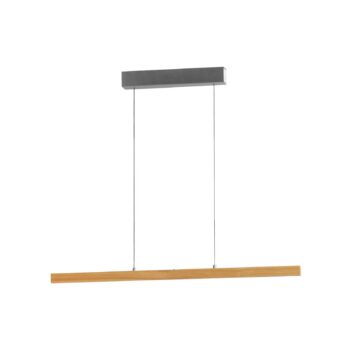 LED závesné svietidlo Shine-Wood, dĺžka 105 cm, dub/niklová farba