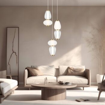 LED závesné svietidlo Shiny, Ø 60 cm, číre/biele, sklo
