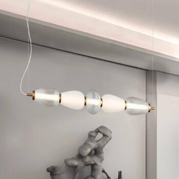 LED závesné svietidlo Shiny, dĺžka 83 cm, číre/biele, sklo