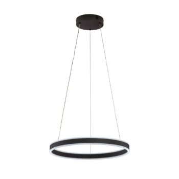 LED závesné svietidlo Sirko, Ø 50 cm, pieskovo čierne, kov, CCT