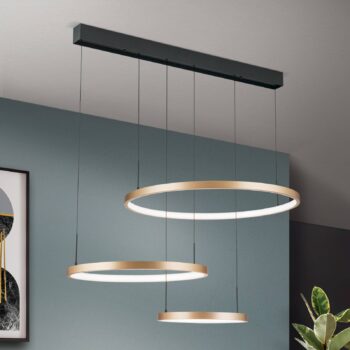 LED závesné svietidlo Sphere, 3-pl., čierna/zlatá