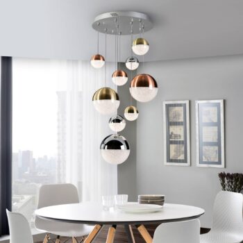 LED závesné svietidlo Sphere, 9-pl. stmievateľné, Ø 50 cm, viacfarebné