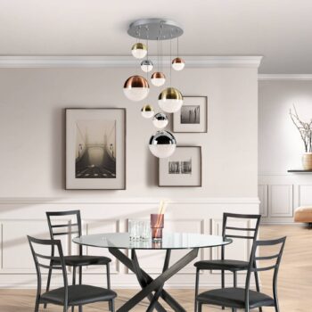 LED závesné svietidlo Sphere, 9-pl. stmievateľné, Ø 50 cm, viacfarebné