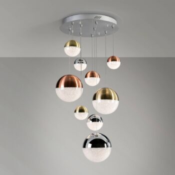 LED závesné svietidlo Sphere, 9-pl. stmievateľné, Ø 50 cm, viacfarebné