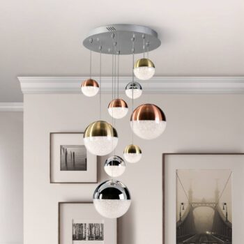LED závesné svietidlo Sphere, 9-pl. stmievateľné, Ø 50 cm, viacfarebné
