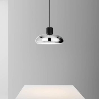 LED závesné svietidlo Stilnovo Trepiù, chróm/čierna, Ø 40 cm