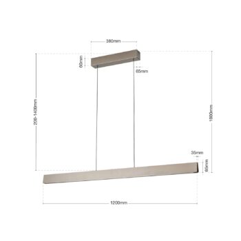 LED závesné svietidlo Tara, farba niklu, dĺžka 120 cm, hliník/oceľ