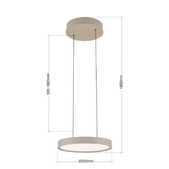 LED závesné svietidlo Teide, khaki, 1-plameňové, kov, 2700 K