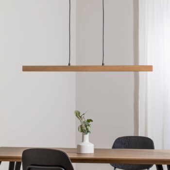 LED závesné svietidlo Teo, borovica, dĺžka 96 cm, drevo, trám