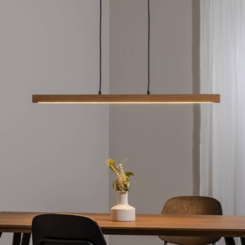 LED závesné svietidlo Teo, borovica, dĺžka 96 cm, drevo, trám