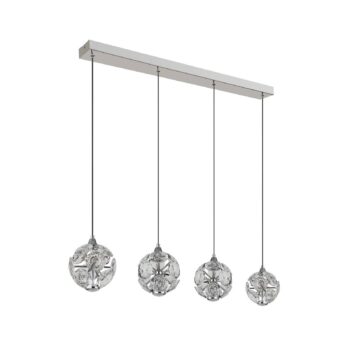 LED závesné svietidlo Virina, dĺžka 93 cm, transparentné, krištáľové