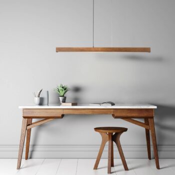 LED závesné svietidlo z dreva Teo, orech, 126 cm, dotykový stmievač