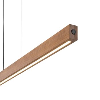 LED závesné svietidlo z dreva Teo, orech, 126 cm, dotykový stmievač