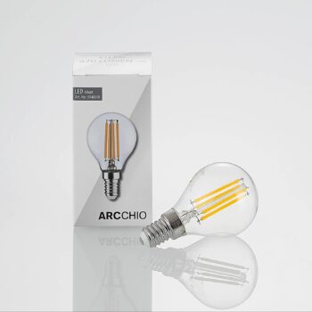 LED žiarovka Arcchio E14 P45, 4 W, číra, 2 700 K, stmievateľná