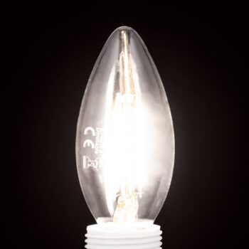 LED žiarovka E14 C35 číra 2W 827 180lm stmievateľná